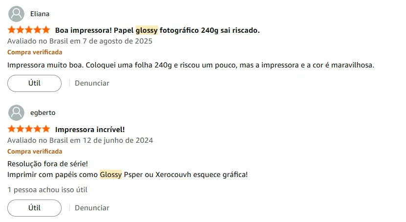 impressora l8050 para papel glossy