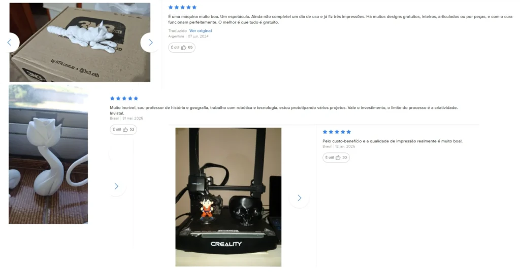 avaliacoes usuarios ender 3 v3 se
