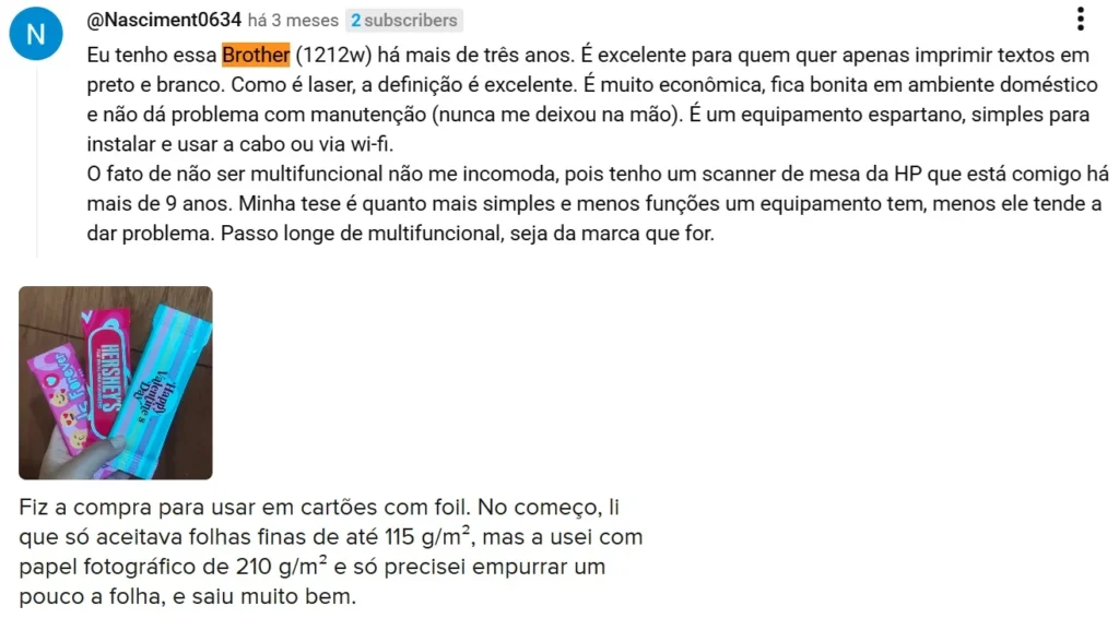 relatos de compradores se a brother hl 1212w e boa