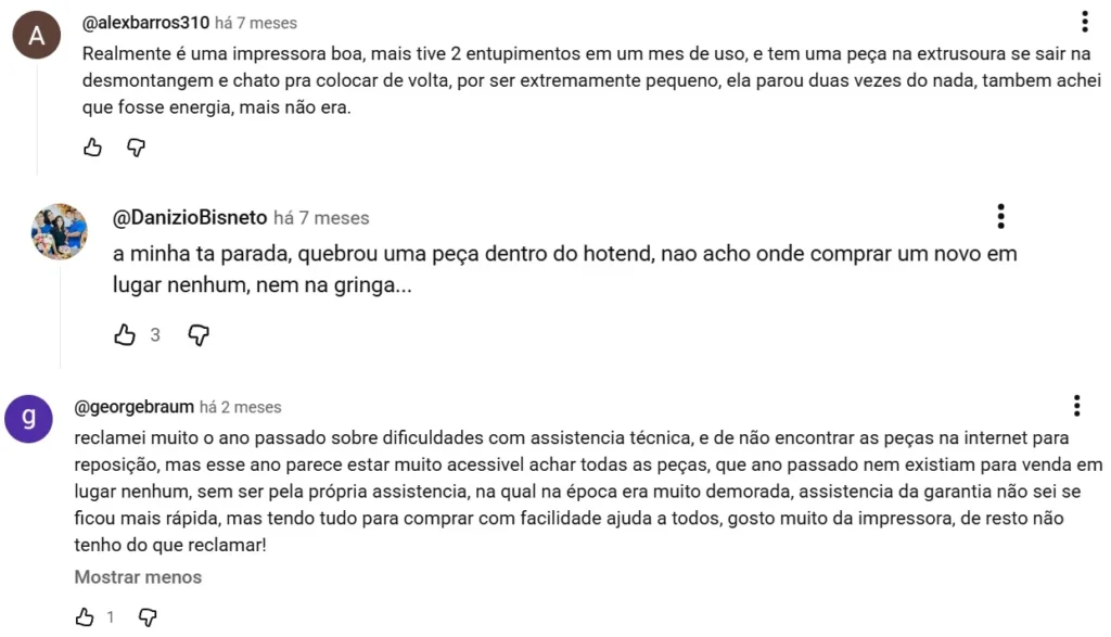 relatos negativos sobre impressora 3d anycubic kobra s1
