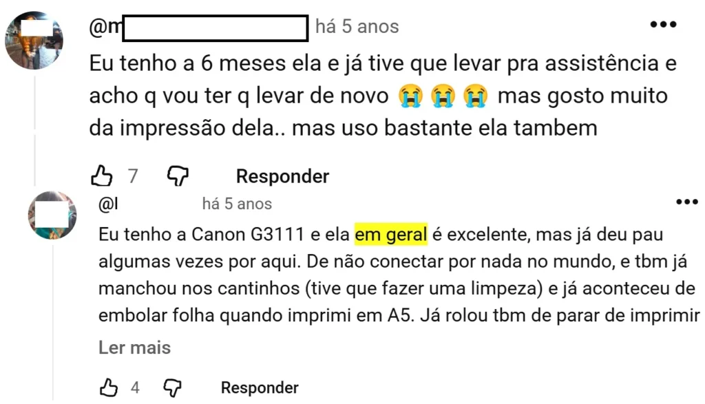 comentarios positivos indicam que canon g3110 vale a pena