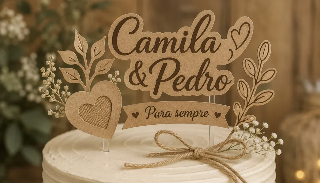 papel kraft topo de bolo festa personalizado