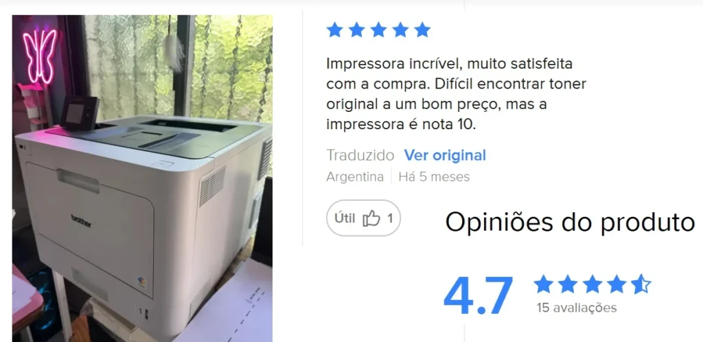 avaliacao comprador impressora laser colorida brother l8360