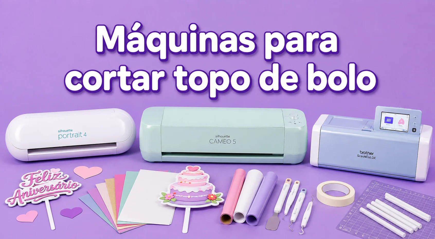 imagem ilustrando texto com maquinas de cortar topo de bolo