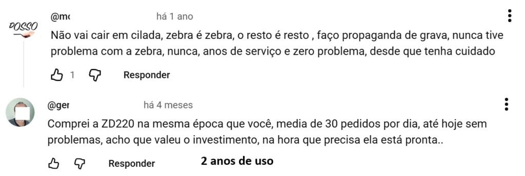 relatos de compradores da impressora de etiquetas zebra zd220