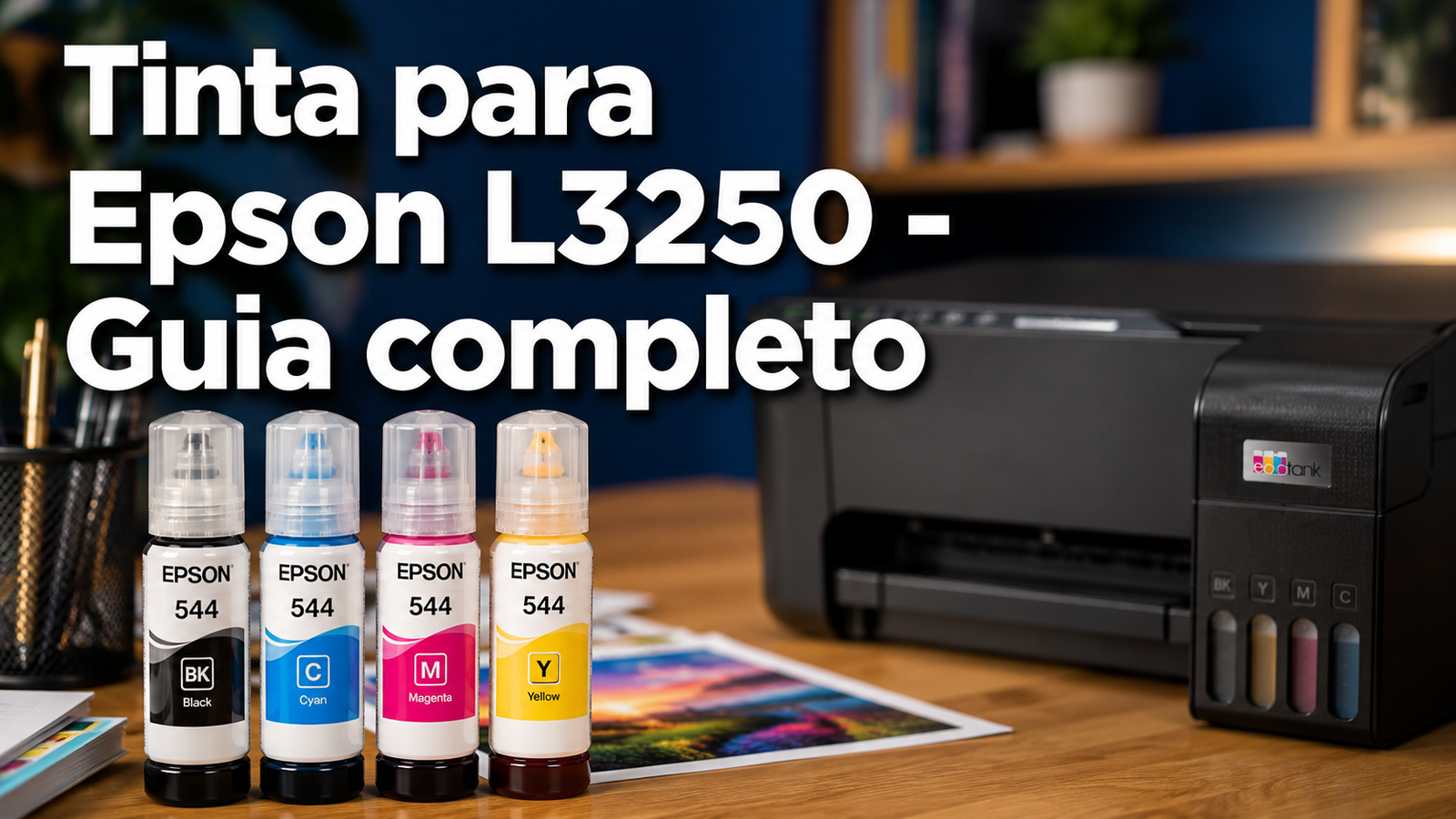 foto da tinta para epson l3250 ao lado da impressora