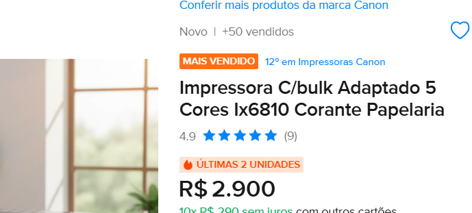 nota da impressora no mercado livre