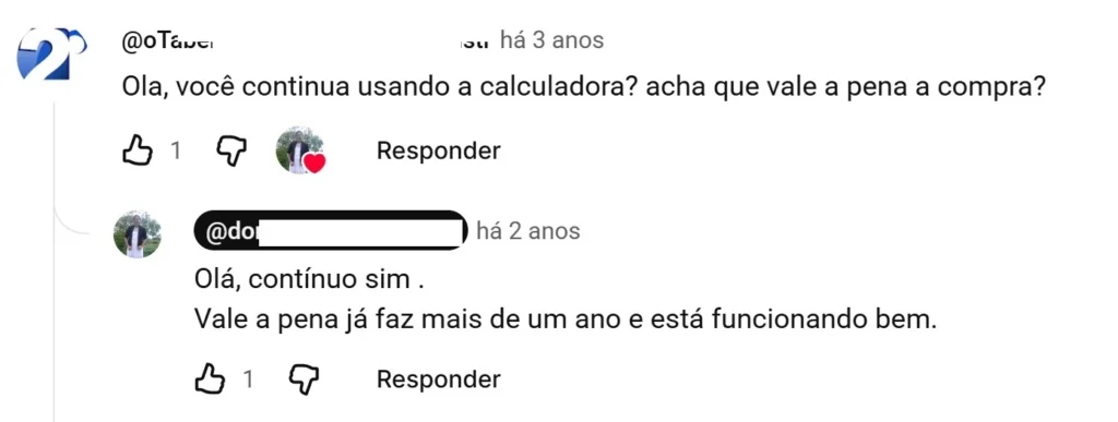 relato compradora calculadora com bobina casio 1 ano de uso