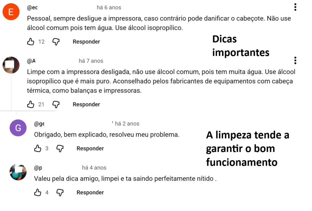 relatos de compradores impressora bematech cabecote e limpeza