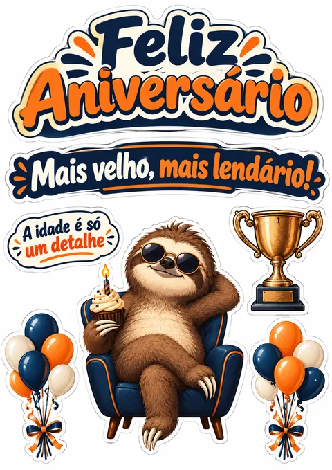 Topo de bolo engraçado para homem — prévia da folha para recortar