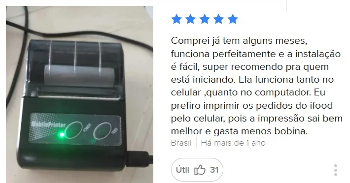 relato mobileprinter blackone impressora para restaurantes e ifood